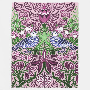 William Morris Folk Art Birds Bloemen Eikels Fleece Deken