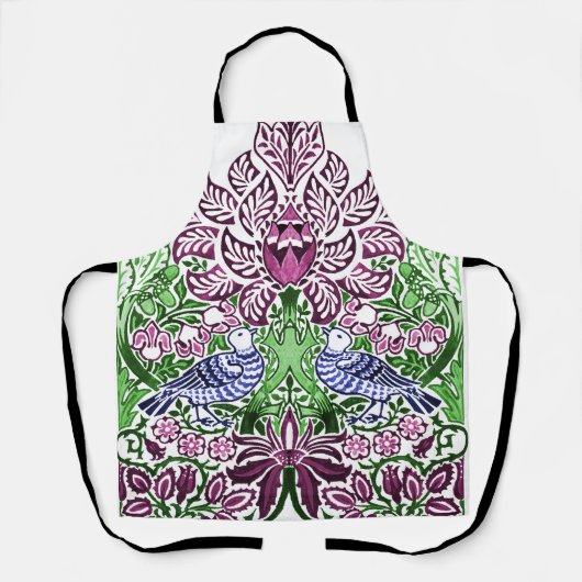 William Morris Folk Art Birds Bloemen Eikels Schort (Voorkant)