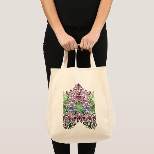 William Morris Folk Art Birds Bloemen Eikels Tote Bag (Voorkant (product))
