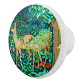 William Morris Forest Deer Tapestry Print Keramische Knop (Rechts)