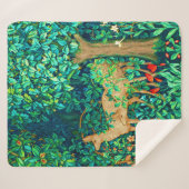 William Morris Forest Deer Tapestry Print Sherpa Deken (Voorkant (horizontaal))