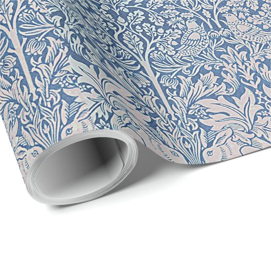  William Morris Forest Rabbit Bird Foliage Cadeaupapier (Rol Hoek)