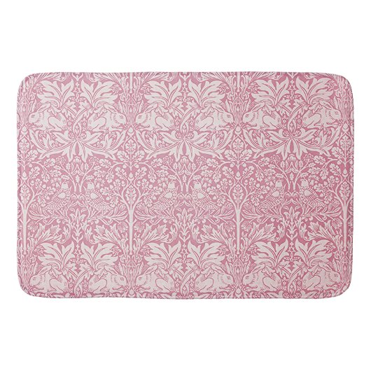 William Morris Forest Rabbit Bird Foliage Pink Badmat (Voorkant)