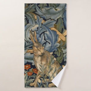 William Morris Forest Rabbit Floral Art Nouveau Bad Handdoek