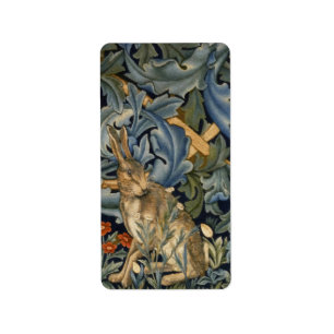William Morris Forest Rabbit Floral Art Nouveau Etiket