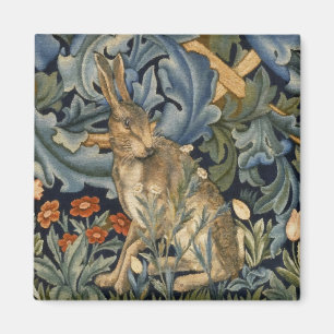 William Morris Forest Rabbit Floral Art Nouveau Magneet