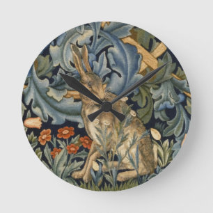 William Morris Forest Rabbit Floral Art Nouveau Ronde Klok