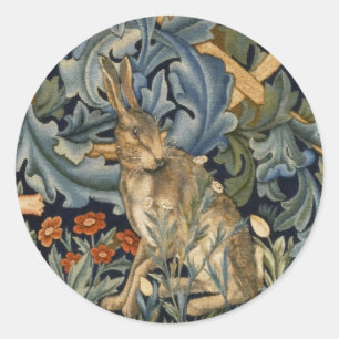 William Morris Forest Rabbit Floral Art Nouveau Ronde Sticker