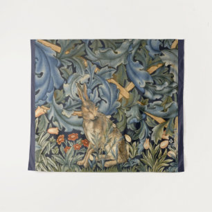 William Morris Forest Rabbit Floral Art Nouveau Wandkleed