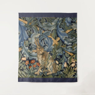 William Morris Forest Rabbit Floral Art Nouveau Wandkleed