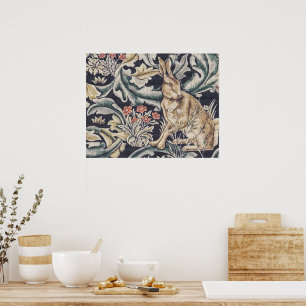 William Morris  Forest Rabbit Floral Poster