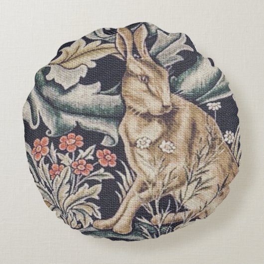 William Morris Forest Rabbit Floral Rond Kussen (Achterkant)
