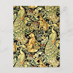 William Morris Forest Tapestry Fox Hare Peacock Briefkaart