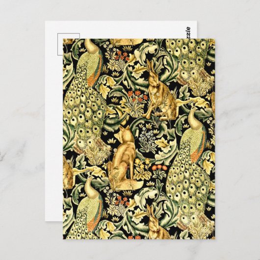 William Morris Forest Tapestry Fox Hare Peacock Briefkaart (Voorkant / Achterkant)