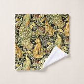 William Morris Forêt Tapisserie Fox Hare Peacock (Gant de toilette)