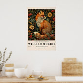 William Morris fox decor, Botanical print, Dark Poster (Keuken)