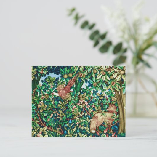 William Morris Fox en Pheasant Tapestry Print Briefkaart (Staand voorkant)