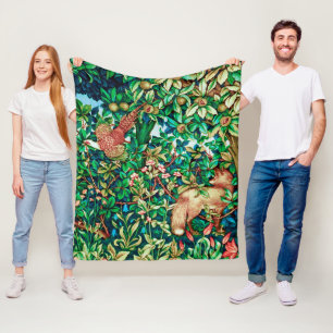 William Morris Fox en Pheasant Tapestry Print Fleece Deken
