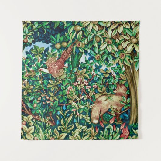 William Morris Fox en Pheasant Tapestry Print Wandkleed (Voorkant)