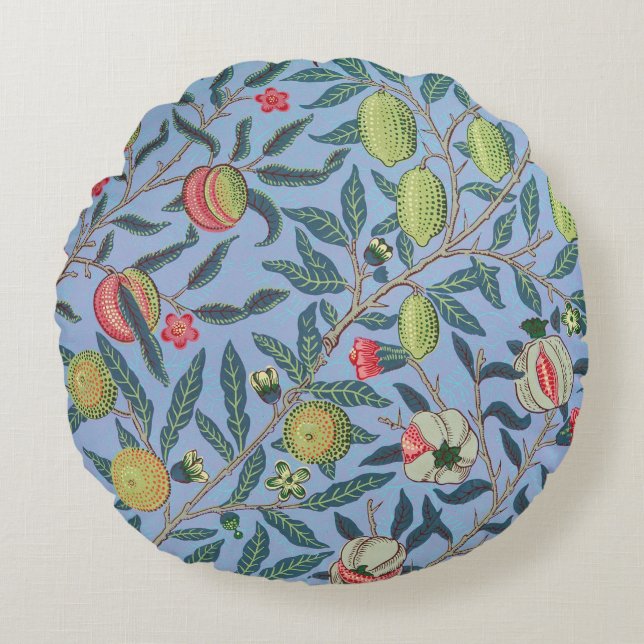 William Morris fruit of Pomegranate botanical Rond Kussen (Voorkant)