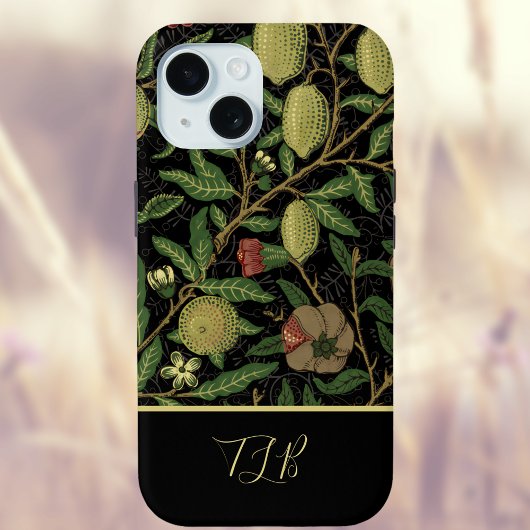 William Morris Fruit  Patten in Goud Zwart Case-Mate iPhone Case