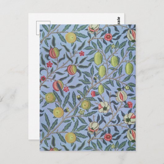 William Morris Fruit Pomegranate Blue Ornament Briefkaart (Voorkant / Achterkant)