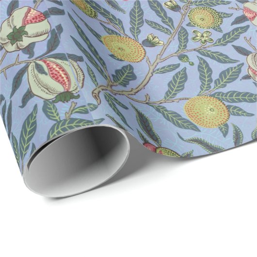 William Morris Fruit Pomegranate Blue Ornament Cadeaupapier (Rol Hoek)