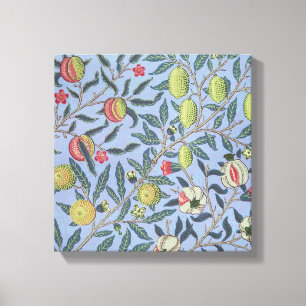 William Morris Fruit Pomegranate Blue Ornament Canvas Afdruk