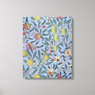 William Morris Fruit Pomegranate Blue Ornament Canvas Afdruk