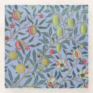 William Morris Fruit Pomegranate Blue Ornament Glazen Onderzetter