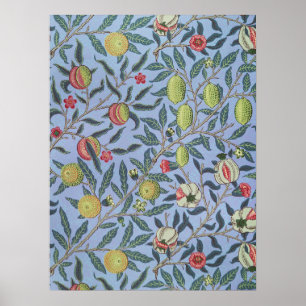 William Morris Fruit Pomegranate Blue Ornament Poster