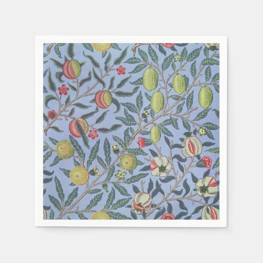 William Morris Fruit Pomegranate Blue Ornament Servet (Voorkant)