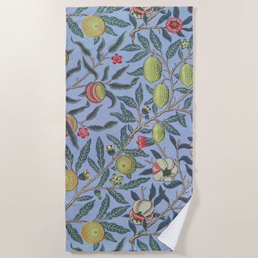 William Morris Fruit Pomegranate Blue Ornament Strandlaken (Voorkant)