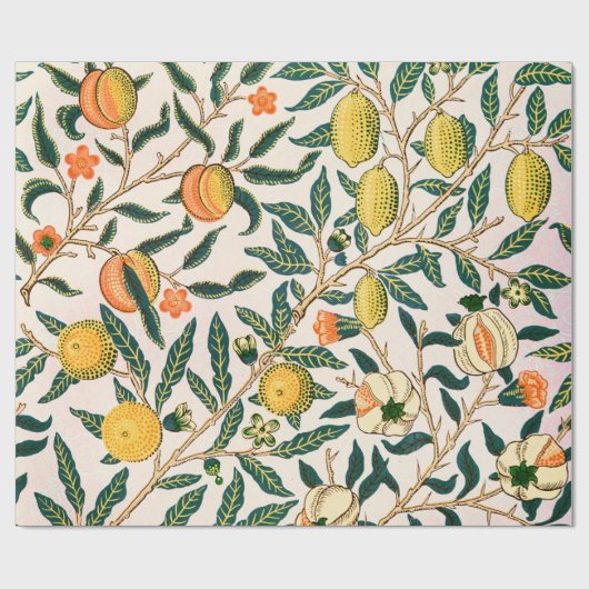 William Morris Fruit Pomegranate White Ornament Cadeaupapier (Vlak)