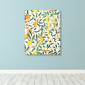 William Morris Fruit Pomegranate White Ornament Canvas Afdruk (Insitu (Houten vloer))