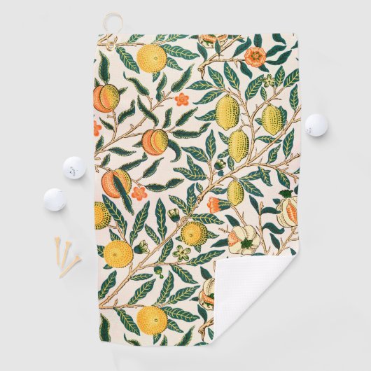 William Morris Fruit Pomegranate White Ornament Golfhanddoek (Insitu)