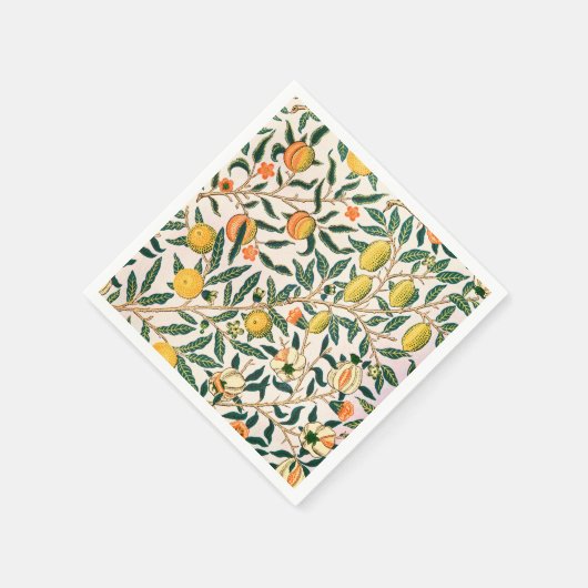 William Morris Fruit Pomegranate White Ornament Servet (Hoek)
