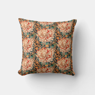 WILLIAM MORRIS GARDEN TAN POPPY FLORAL SANGRIA KUSSEN