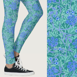 William Morris geïnspireerd blauw bloempatroon Leggings