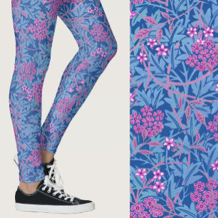 William Morris geïnspireerd blauw bloempatroon Leggings