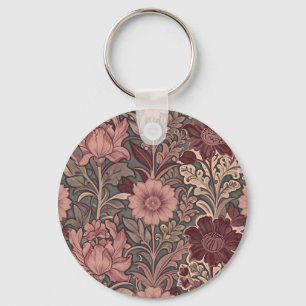 William Morris geïnspireerd bloempatroon Sleutelhanger