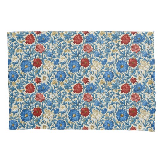 William Morris Geïnspireerd Cornflower Patroon Kussensloop (Voorkant-Links)