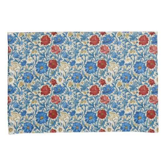 William Morris Geïnspireerd Cornflower Patroon Kussensloop (Voorkant-Rechts)