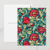 William Morris geïnspireerd door Red Flowers Patte Briefkaart (Voorkant / Achterkant)