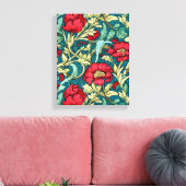 William Morris geïnspireerd door Red Flowers Patte Canvas Afdruk (Insitu (Woonkamer))