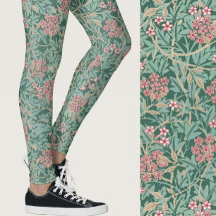 William Morris geïnspireerd groen bloempatroon Leggings