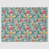 William Morris geïnspireerd roze geel koperblauw Tissuepapier (Voorkant)