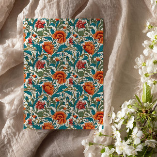 William Morris geïnspireerd terracotta pastel blau Tissuepapier