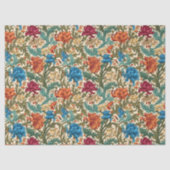 William Morris geïnspireerd terracotta pastel blau Tissuepapier (Voorkant)