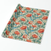 William Morris geïnspireerd terracotta pastel groe Cadeaupapier (Uitgerold)